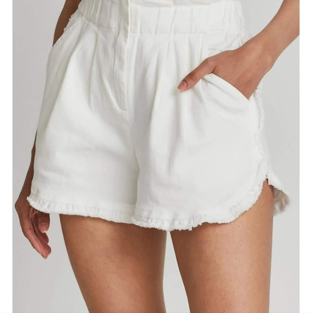 Skies Are Blue White Denim Paperbag Shorts